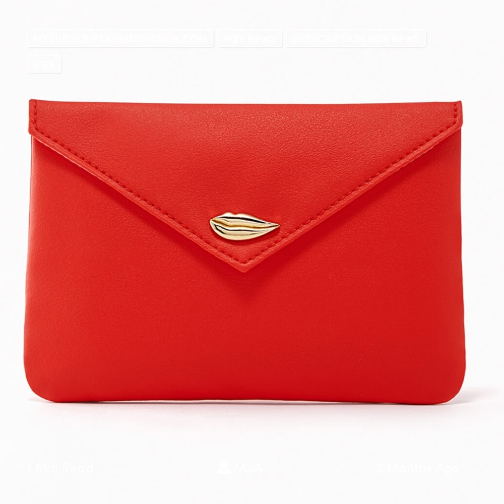 IPSY RED  SEALED WITH A KISS ENVELOPE BAG CLUTCH